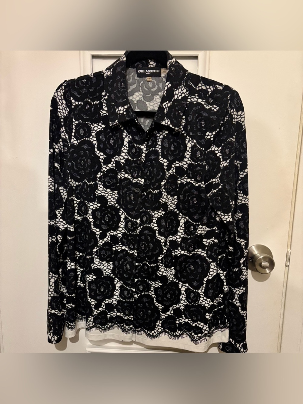 KARL LAGERFELD I Lace Canvas Print Dress Shirt